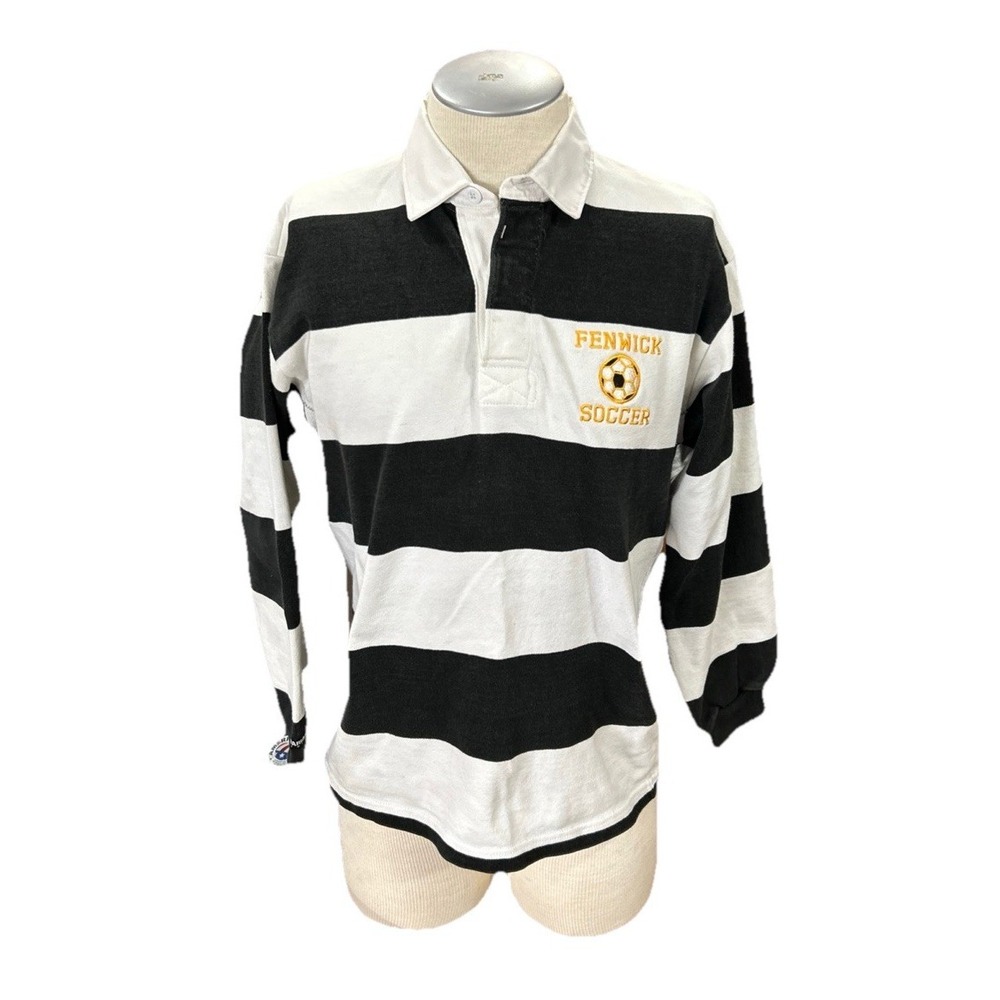 barbarian rugby shirt S Vintage Black White Fenwick Soccer Corcoran 4